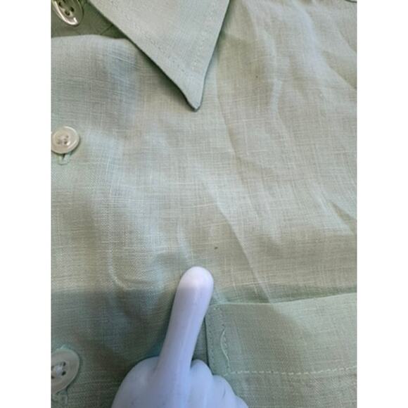 "PRONTO-UOMO" Men's 100% Linen Button Up Lt. Grn Top SZ L Beach Poolside Summer - Picture 5 of 8